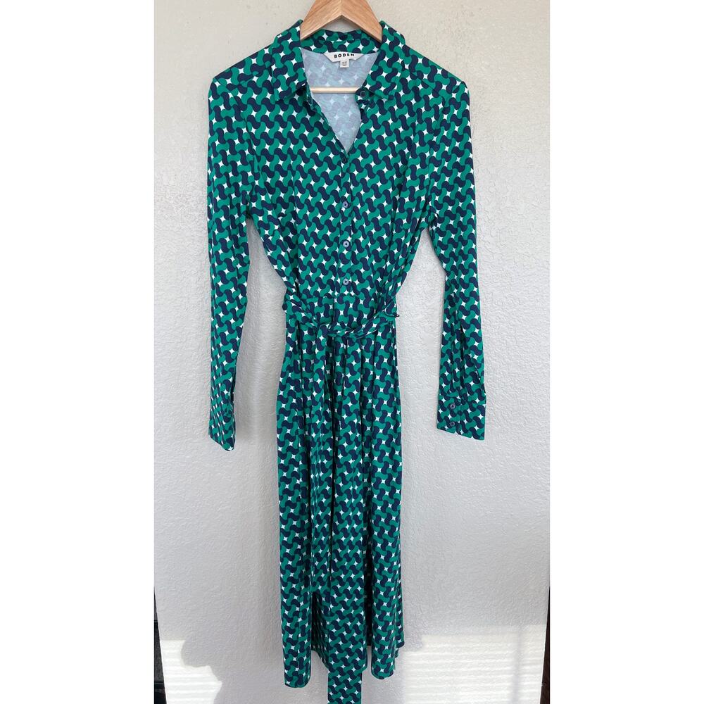 Boden Green Patterned Midi Dress - Picture 2 of 11